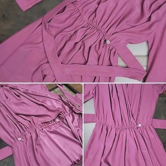 Vtg 80's tailor-made lilac maxi wrap gown - Picture 9 of 16